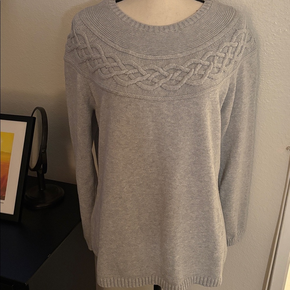 Talbots Cable-Yoke Cotton Sweater